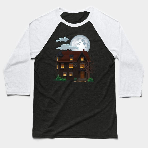 Haunted House - Halloween Baseball T-Shirt by andantino